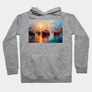 Seascape with a sailboats at sunset. Hoodie